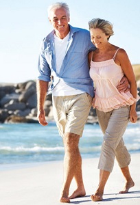 Couple walking on beach